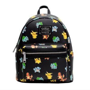 Loungefly Pokemon Starters Exclusive Mini Backpack Black NWT Bulbasaur Squirtle